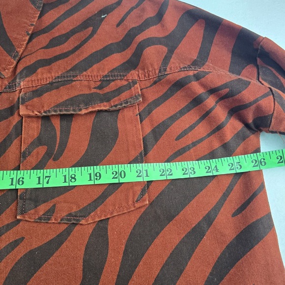 Zara Red Brown Zebra Print Oversized Snaps Shirt Jacket Women's Size M - Picture 8 of 9